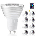 hesapli LED Şerit Işıklar-8 adet gu10 rgb ampuller bombillas led 3 w gu10 rgbw led lamba kısılabilir beyaz gu 10 led ampul 16 renkler ile uzaktan
