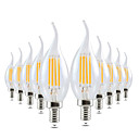 economico Strisce LED-YWXLIGHT&amp;reg; 10 pezzi 4W 300-400lm E14 Luci LED a candela CA35 4 Perline LED COB Oscurabile Decorativo Bianco caldo 220-240V