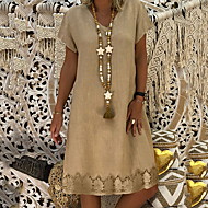 baratos -Mulheres Bainha Vestido Decote V Altura dos Joelhos