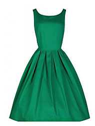 abordables -Mujer Tallas Grandes Fiesta Noche Vintage Línea A Vestido Un Color Hasta la Rodilla