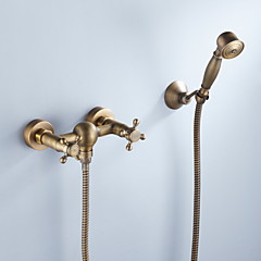 Shower Faucet - Artistic / Retro Antique Brass Mount Inside Ceramic Valve Bath Shower Mixer Taps / Two Handles Three Holes Shower Faucet - Artistic / Retro Antique Brass Mount Inside Ceramic Valve Bath Shower Mixer Taps / Two Handles Three Holes