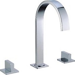 Lavandino rubinetto del bagno - Cascata Cromo A 3 fori Tre / Due maniglie Tre foriBath Taps Lavandino rubinetto del bagno - Cascata Cromo A 3 fori Tre / Due maniglie Tre foriBath Taps