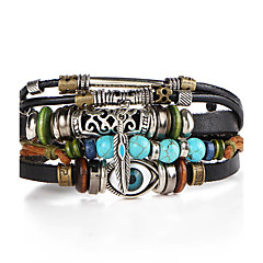 Unisex Turkis Stak flettet Perler Wrap Armbånd Læder Armbånd - Læder, Turkis Bladformet, Ondt øje Personaliseret, Vintage, Mode Armbånd Kakifarvet / Grøn og Gul / Kongelig Blå og Gul Til Fest Gave Unisex Turkis Stak flettet Perler Wrap Armbånd Læder Armbånd - Læder, Turkis Bladformet, Ondt øje Personaliseret, Vintage, Mode Armbånd Kakifarvet / Grøn og Gul / Kongelig Blå og Gul Til Fest Gave