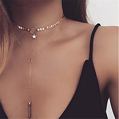 Mulheres Camadas / Franjas / Lariat Gargantilhas / colares em camadas - Prata Chapeada, Chapeado Dourado Estrela Europeu, Fashion, Multi Camadas Dourado, Prata Colar 1 Para Festa, Carnaval Mulheres Camadas / Franjas / Lariat Gargantilhas / colares em camadas - Prata Chapeada, Chapeado Dourado Estrela Europeu, Fashion, Multi Camadas Dourado, Prata Colar 1 Para Festa, Carnaval