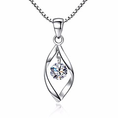 Damen Blattform Synthetischer Diamant Zirkon Anhängerketten - Retro Modisch Blattform Silber Modische Halsketten Für Alltag Festtage Damen Blattform Synthetischer Diamant Zirkon Anhängerketten - Retro Modisch Blattform Silber Modische Halsketten Für Alltag Festtage