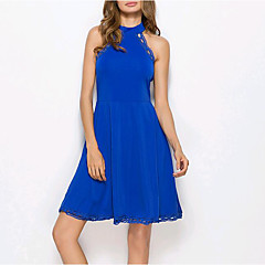 Damen Freizeit Hülle Kleid - Spitze, Solide Knielang Damen Freizeit Hülle Kleid - Spitze, Solide Knielang