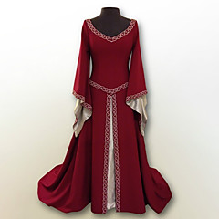Retró Középkori Jelmez Női Ruhák Piros / Zöld / Kék Régies (Vintage) Cosplay Polyster Parti Diákbál Hosszú ujj Flare Sleeve Földig érő Hosszú hossz Extra méret Retró Középkori Jelmez Női Ruhák Piros / Zöld / Kék Régies (Vintage) Cosplay Polyster Parti Diákbál Hosszú ujj Flare Sleeve Földig érő Hosszú hossz Extra méret