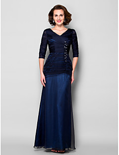 Ruched Mother Of The Bride Dresses Search Lightinthebox Sheath Column V Neck Floor Length Chiffon Tulle Mother Of The Bride Dress With Beading Liques Crystals By Lan Ting