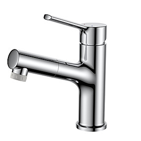 halpa Hanat-Kylpyhuone Sink hana - Ulosvedettävä suihkupää Kromi Vapaasti seisova Yksi kahva yksi reikäBath Taps