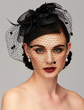baratos Casamentos &amp; Festas-Pena / Rede Chapéu de Kentucky Derby / Fascinadores / Peça para Cabeça com Penas / Floral / Flor 1pç Casamento / Ocasião Especial Capacete