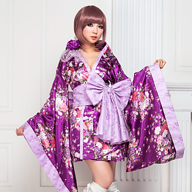 Gorgeous Purple Sakura Pattern Satin Deluxe Wa Lolita Kimono Dress ...