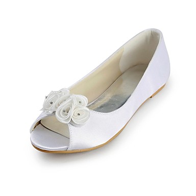 Women's Shoes Satin Spring / Summer / Fall Flat Heel Satin Flower Ivory ...