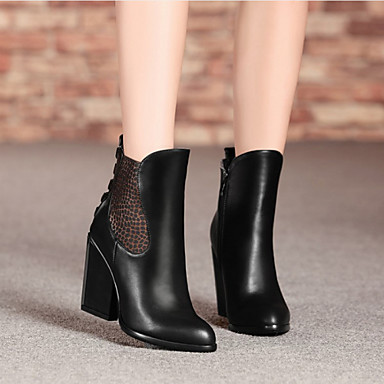 Women's Shoes Leatherette Chunky Heel Bootie / Pointed Toe Boots Party ...