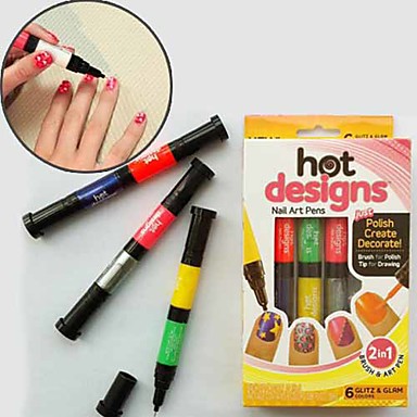 Hot Tips Nail Art Pens hot designs nail art pen varnish tip drawing dots lines 6 colors 1 set