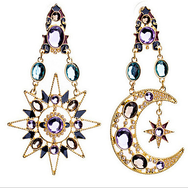 Women's Moon Cubic Zirconia Gold Plated Imitation Diamond Drop Earrings ...