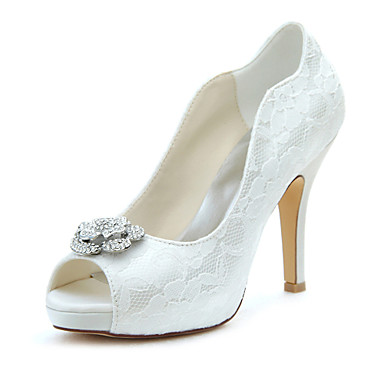 Women's Shoes Stretch Satin Spring / Summer / Fall Heels Stiletto Heel / Platform Peep Toe Crystal Ivory / Wedding / Party & Evening Women's Shoes Stretch Satin Spring / Summer / Fall Heels Stiletto Heel / Platform Peep Toe Crystal Ivory / Wedding / Party & Evening
