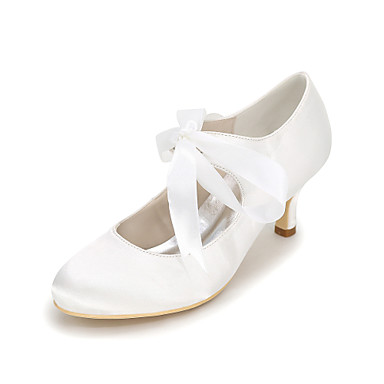 Women's Shoes Silk Spring / Summer Heels Stiletto Heel Round Toe Ribbon Tie Blue / Champagne / Ivory / Wedding / Party & Evening Women's Shoes Silk Spring / Summer Heels Stiletto Heel Round Toe Ribbon Tie Blue / Champagne / Ivory / Wedding / Party & Evening