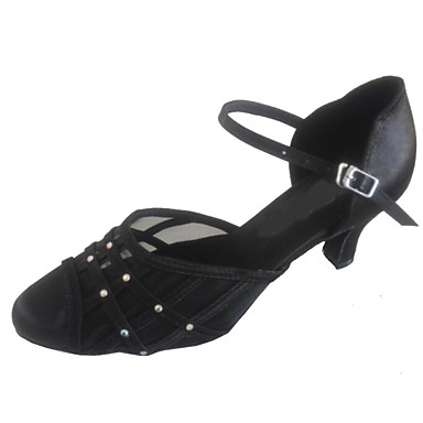 Women's Modern Shoes Satin Sandal Rhinestone Customized Heel Customizable Dance Shoes Black / Purple / Indoor / Performance / Practice / Professional Women's Modern Shoes Satin Sandal Rhinestone Customized Heel Customizable Dance Shoes Black / Purple / Indoor / Performance / Practice / Professional