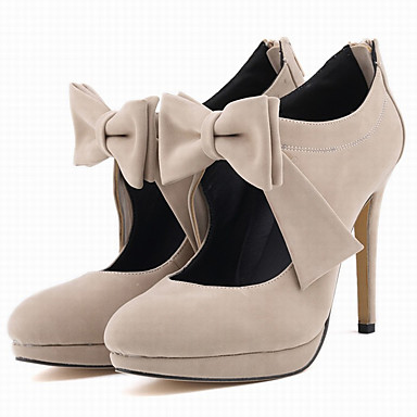 Women's Shoes Fabric Spring / Fall Heels Stiletto Heel Round Toe Bowknot / Zipper Green / Blue / Almond / Wedding / Party & Evening Women's Shoes Fabric Spring / Fall Heels Stiletto Heel Round Toe Bowknot / Zipper Green / Blue / Almond / Wedding / Party & Evening