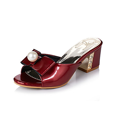 Women's Shoes Patent Leather Spring / Summer Comfort Sandals Walking Shoes Chunky Heel Open Toe Buckle Red / Blue / Pink Women's Shoes Patent Leather Spring / Summer Comfort Sandals Walking Shoes Chunky Heel Open Toe Buckle Red / Blue / Pink