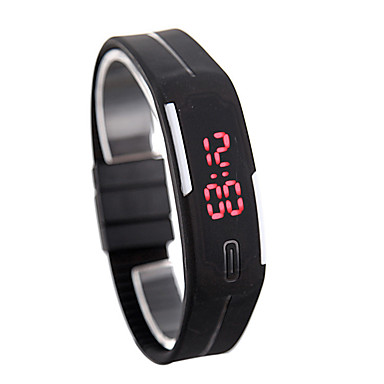 LED Watch Date Red Digital Rectangle Dial Rubber Band