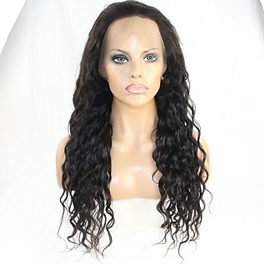 Women Human Hair Lace Wig Remy Glueless Lace Front 150% 130% Density With Baby Hair Water Wave Wig Black Short Medium Long