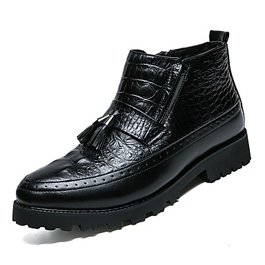 Men's Shoes Leather / Faux Leather Spring / Fall Comfort Boots Black Men's Shoes Leather / Faux Leather Spring / Fall Comfort Boots Black