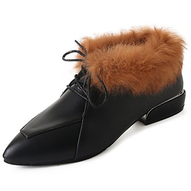 Women's Shoes PU(Polyurethane) Fall / Winter Light Soles Oxfords Pointed Toe Feather Black / Brown Women's Shoes PU(Polyurethane) Fall / Winter Light Soles Oxfords Pointed Toe Feather Black / Brown