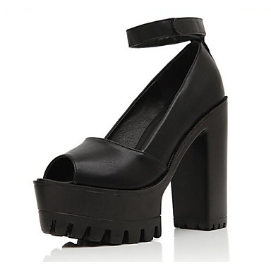 Shoes PU Leather Spring / Summer Comfort / Basic Pump / Ankle Strap Heels Chunky Heel White / Black / Party & Evening / Peep Toe / Party & Evening Shoes PU Leather Spring / Summer Comfort / Basic Pump / Ankle Strap Heels Chunky Heel White / Black / Party & Evening / Peep Toe / Party & Evening