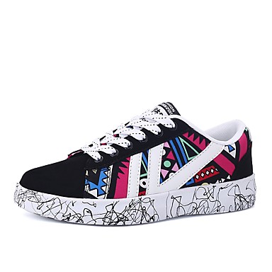 Women's Shoes Rubber Spring / Fall Comfort Sneakers Flat Heel Round Toe Black / White / Black / Red / Black / Blue Women's Shoes Rubber Spring / Fall Comfort Sneakers Flat Heel Round Toe Black / White / Black / Red / Black / Blue