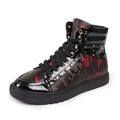 Men's Shoes Cowhide Spring / Fall Comfort Sneakers Black / Red Men's Shoes Cowhide Spring / Fall Comfort Sneakers Black / Red