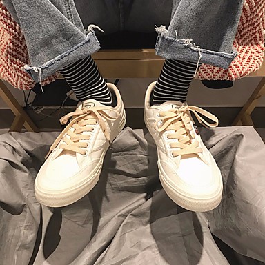 Men's Shoes Canvas Spring / Fall Comfort Sneakers White / Black Men's Shoes Canvas Spring / Fall Comfort Sneakers White / Black