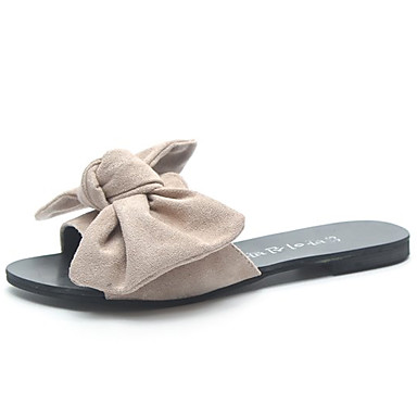 Women's Shoes PU(Polyurethane) Spring Comfort Slippers & Flip-Flops Flat Heel Round Toe Bowknot Black / Beige / Brown Women's Shoes PU(Polyurethane) Spring Comfort Slippers & Flip-Flops Flat Heel Round Toe Bowknot Black / Beige / Brown