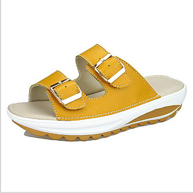 Women's Shoes Leather Summer Comfort Slippers & Flip-Flops Creepers Open Toe Silver / Yellow / Blue Women's Shoes Leather Summer Comfort Slippers & Flip-Flops Creepers Open Toe Silver / Yellow / Blue
