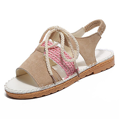 Women's Shoes PU(Polyurethane) Summer Comfort Sandals Flat Heel Pink / Almond Women's Shoes PU(Polyurethane) Summer Comfort Sandals Flat Heel Pink / Almond