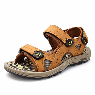Men's Shoes Cowhide Summer Comfort Sandals Black / Yellow / Coffee Men's Shoes Cowhide Summer Comfort Sandals Black / Yellow / Coffee