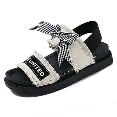 Women's Shoes PU(Polyurethane) Summer Comfort Sandals Flat Heel Black / Beige Women's Shoes PU(Polyurethane) Summer Comfort Sandals Flat Heel Black / Beige