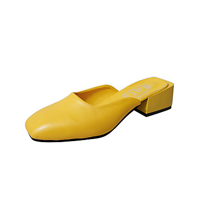 Women's Shoes PU(Polyurethane) Summer Slingback Clogs & Mules Block Heel Square Toe Beige / Yellow / Brown Women's Shoes PU(Polyurethane) Summer Slingback Clogs & Mules Block Heel Square Toe Beige / Yellow / Brown