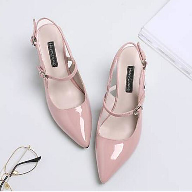 Women's Shoes Nappa Leather Summer Comfort / Basic Pump Sandals Chunky Heel Pink / Wine Women's Shoes Nappa Leather Summer Comfort / Basic Pump Sandals Chunky Heel Pink / Wine