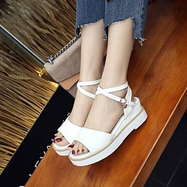 Women's Shoes PU(Polyurethane) Summer Comfort Sandals Creepers Open Toe Buckle Beige / Blue / Pink Women's Shoes PU(Polyurethane) Summer Comfort Sandals Creepers Open Toe Buckle Beige / Blue / Pink