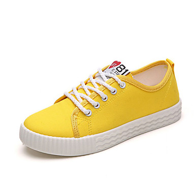 Women's Shoes Canvas Summer Comfort Sneakers Flat Heel Round Toe White / Black / Yellow Women's Shoes Canvas Summer Comfort Sneakers Flat Heel Round Toe White / Black / Yellow