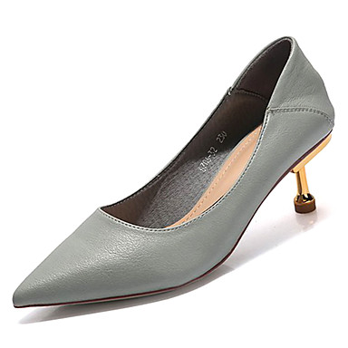 Women's Shoes PU(Polyurethane) Summer Basic Pump Heels Kitten Heel Pointed Toe Black / Gray Women's Shoes PU(Polyurethane) Summer Basic Pump Heels Kitten Heel Pointed Toe Black / Gray