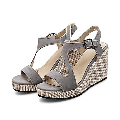 Women's Shoes Suede Summer Comfort Sandals Wedge Heel Black / Gray / Pink Women's Shoes Suede Summer Comfort Sandals Wedge Heel Black / Gray / Pink