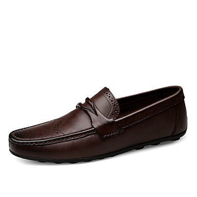 Men's Shoes Nappa Leather Summer Comfort Loafers & Slip-Ons Black / Brown Men's Shoes Nappa Leather Summer Comfort Loafers & Slip-Ons Black / Brown