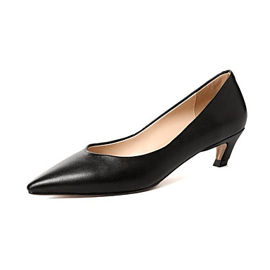 Women's Shoes Sheepskin Spring & Fall Comfort / Basic Pump Heels Kitten Heel Black / Almond Women's Shoes Sheepskin Spring & Fall Comfort / Basic Pump Heels Kitten Heel Black / Almond