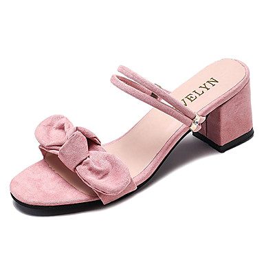 Women's Shoes PU(Polyurethane) Summer Slingback Sandals Chunky Heel Bowknot Black / Pink / Khaki Women's Shoes PU(Polyurethane) Summer Slingback Sandals Chunky Heel Bowknot Black / Pink / Khaki