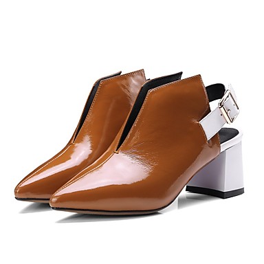 Women's Shoes Nappa Leather Spring & Summer Comfort Heels Chunky Heel Black / Brown Women's Shoes Nappa Leather Spring & Summer Comfort Heels Chunky Heel Black / Brown