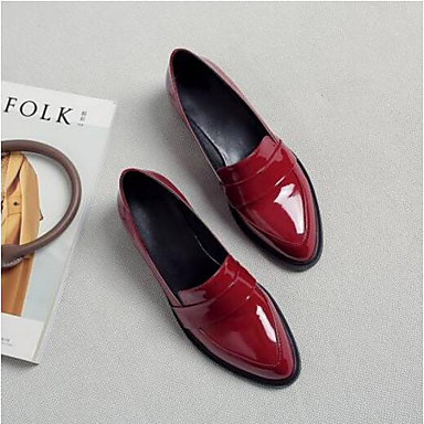 Women's Shoes Patent Leather Summer Comfort Loafers & Slip-Ons Flat Heel Closed Toe Black / Burgundy Women's Shoes Patent Leather Summer Comfort Loafers & Slip-Ons Flat Heel Closed Toe Black / Burgundy