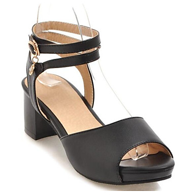 Women's Sandals Comfort Shoes Chunky Heel PU(Polyurethane) Summer Black ...