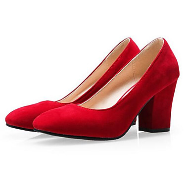 Women's Shoes PU(Polyurethane) Spring Comfort Heels Chunky Heel Black / Red / Blue Women's Shoes PU(Polyurethane) Spring Comfort Heels Chunky Heel Black / Red / Blue